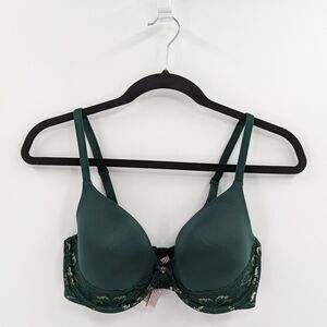 Victoria's Secret Bra Women's 32DD Emerald Green Lace Lined Perfect Coverage